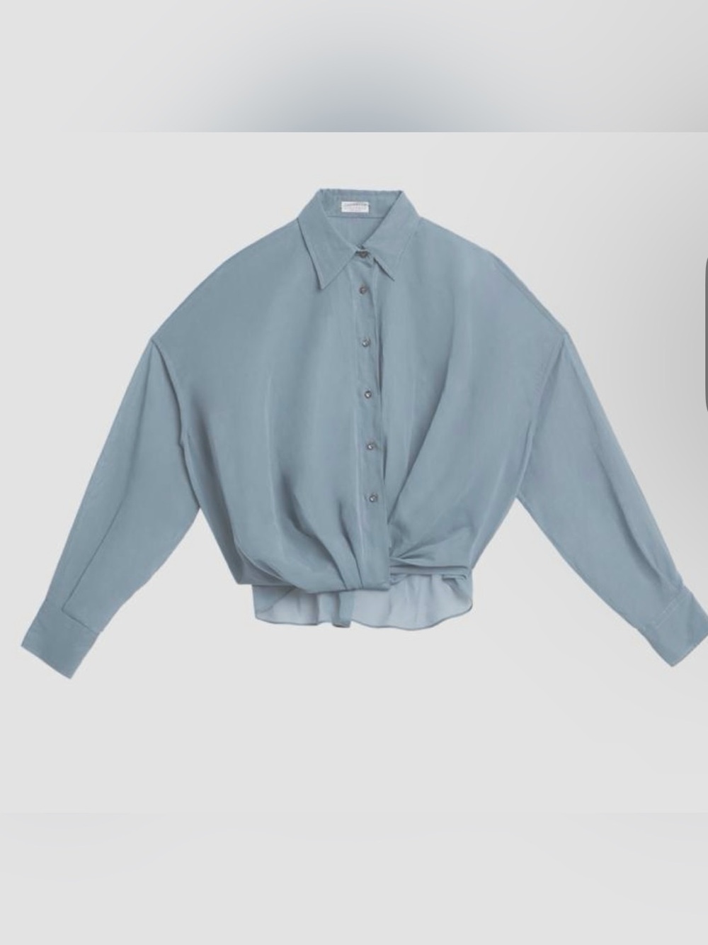 Brunello Cucinelli Powder Blue Twisted Hem Button-Down Shirt